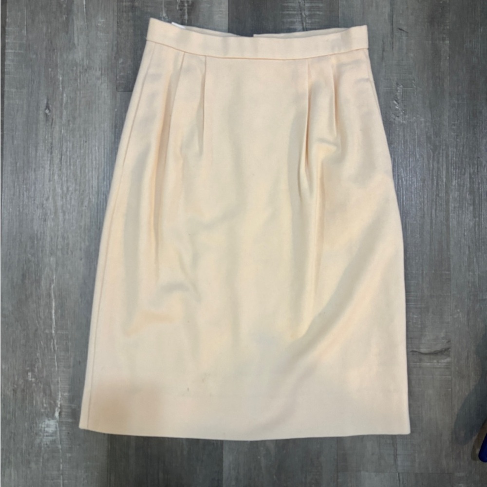 Classic Cream Pleated Women's Skirt 100% Wool
